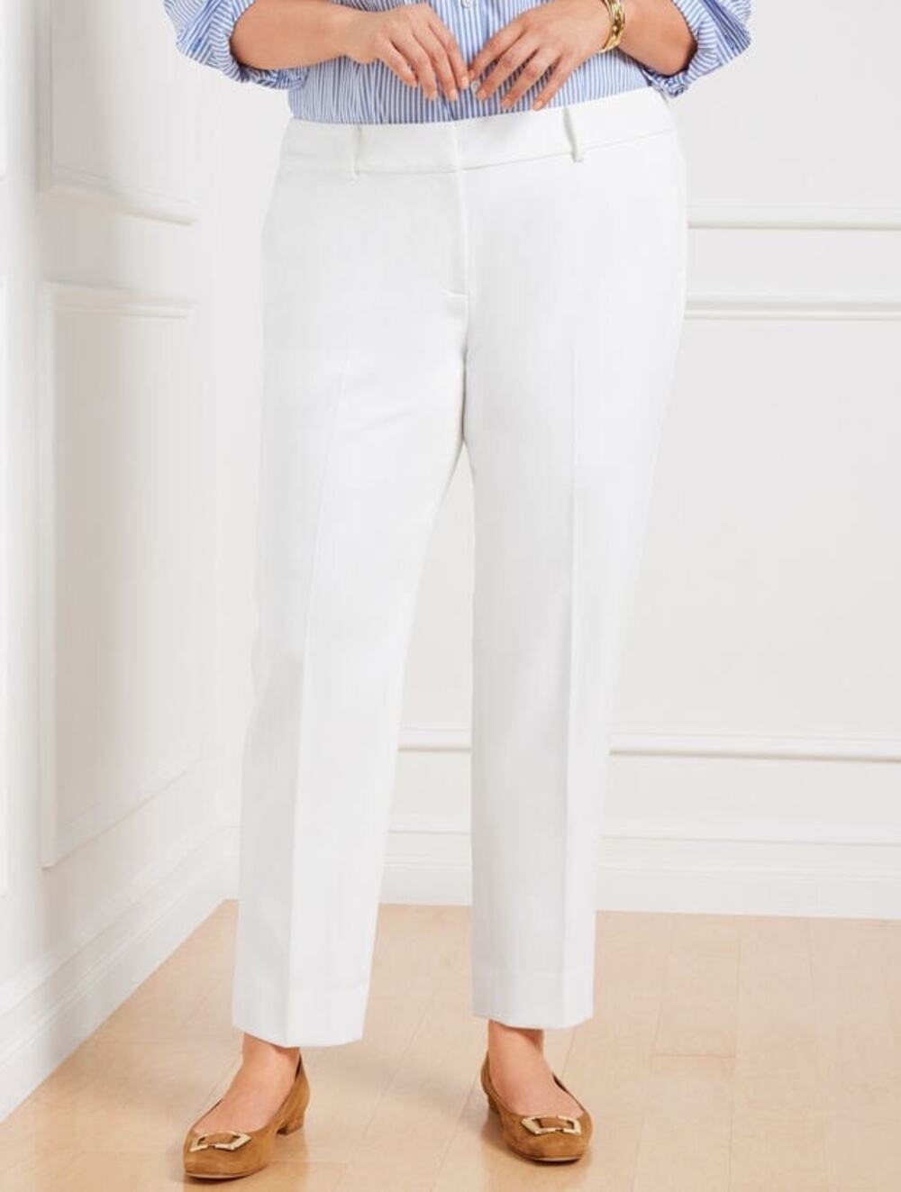 Talbots Hampshire Pants‎ Plus Petite White Straight Leg Career Trousers - 16WP